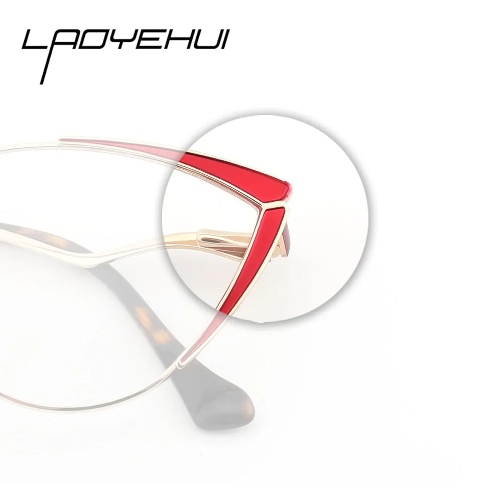 Laoyehui Women's Full Rim Butterfly Cat Eye Alloy Hyperopic Black Reading Glasses Anti Blue Light Glg8908