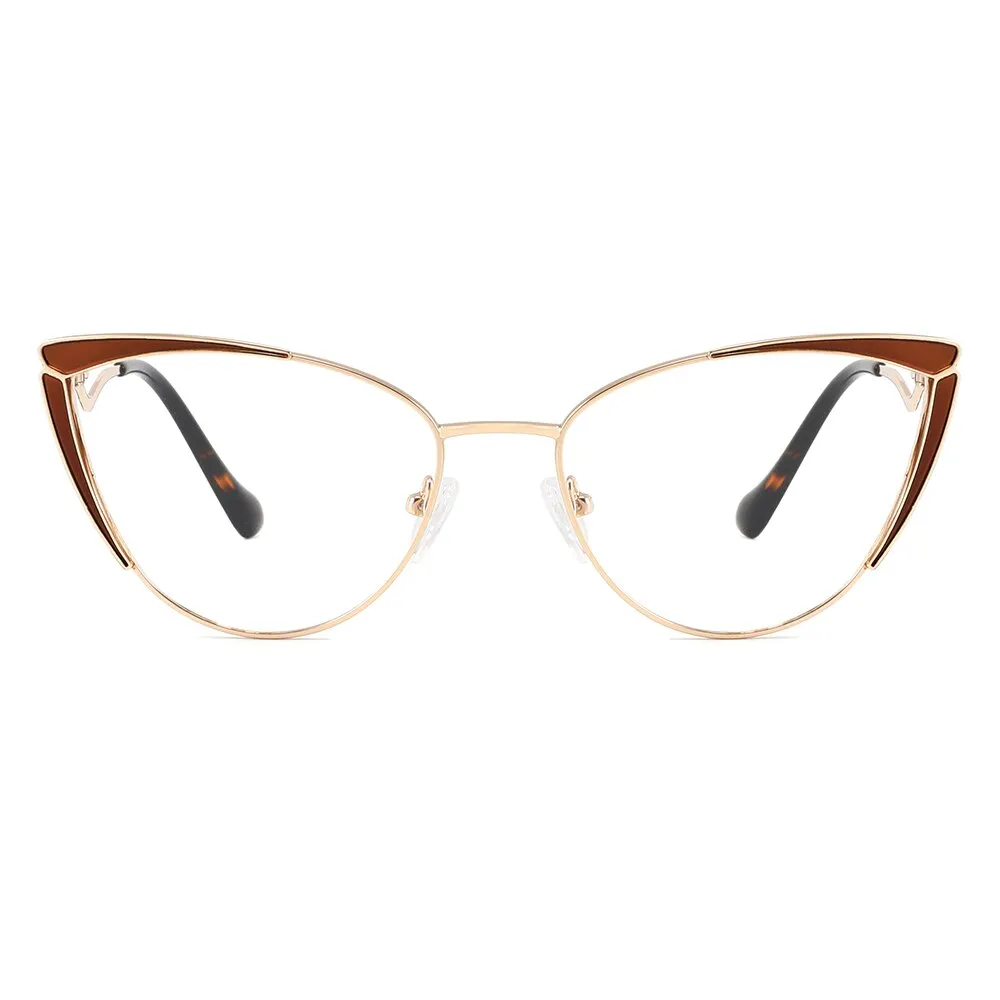 Laoyehui Women's Full Rim Butterfly Cat Eye Alloy Hyperopic Black Reading Glasses Anti Blue Light Glg8908