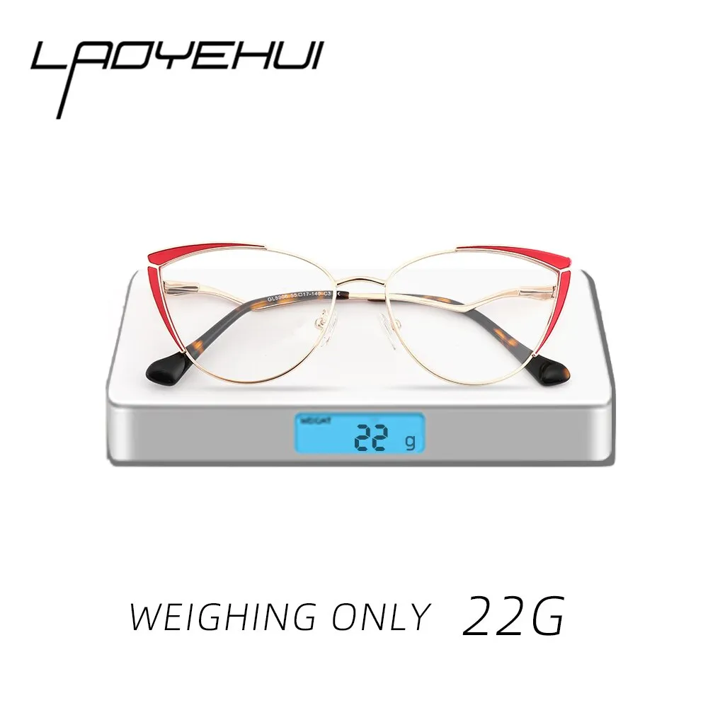 Laoyehui Women's Full Rim Butterfly Cat Eye Alloy Hyperopic Black Reading Glasses Anti Blue Light Glg8908