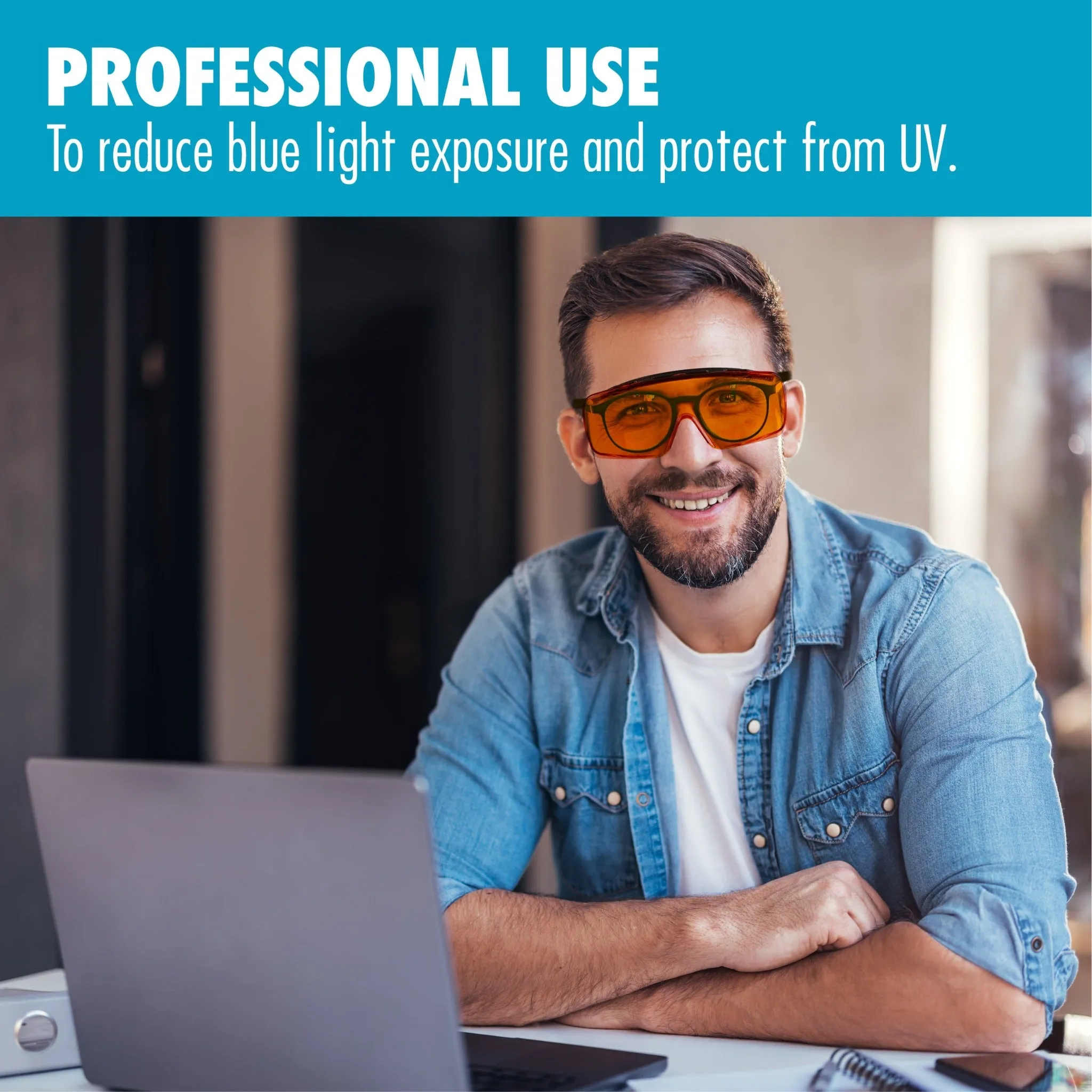 Large UV Light Safety Glasses – Yellow UVC Protective Goggles - EN166 ANSI Z87.1, CE – UV 400