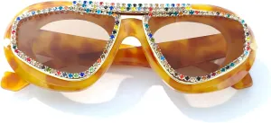 laureles Colorful Rhinestones Cat Eye Sunglasses Women Vintage Leopard Brown Men Y2K Sun Glasses Shades UV400 L15