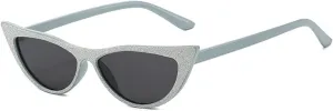 laureles Fashion Bling Cat Eye Y2k Sunglasses for Women Vintage Crystal Small Frames Black Grey Sun Glasses Men L18