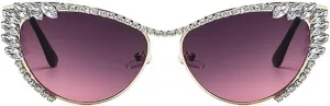 laureles Sparkling Rhinestone Cat Eye Sunglasses Women Men Metal Frame Vintage Crystal Sun Glasses Shades UV400