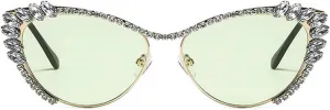laureles Sparkling Rhinestone Cat Eye Sunglasses Women Men Metal Frame Vintage Crystal Sun Glasses Shades UV400