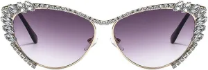 laureles Sparkling Rhinestone Cat Eye Sunglasses Women Men Metal Frame Vintage Crystal Sun Glasses Shades UV400