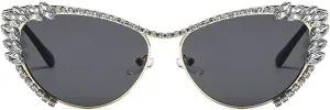laureles Sparkling Rhinestone Cat Eye Sunglasses Women Men Metal Frame Vintage Crystal Sun Glasses Shades UV400