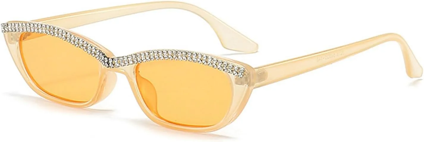 laureles Vintage Rhinestones Small Cat Eye Sunglasses Women Fashion Sunglasses Men Punk Party Bling Sun Glasses