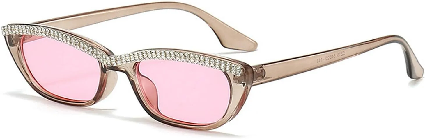 laureles Vintage Rhinestones Small Cat Eye Sunglasses Women Fashion Sunglasses Men Punk Party Bling Sun Glasses