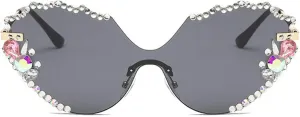 laureles Vintage Rimless Rhinestone Sunglasses Women Bling Fashion Cat Eye Sun Glasses Men Shades for Female