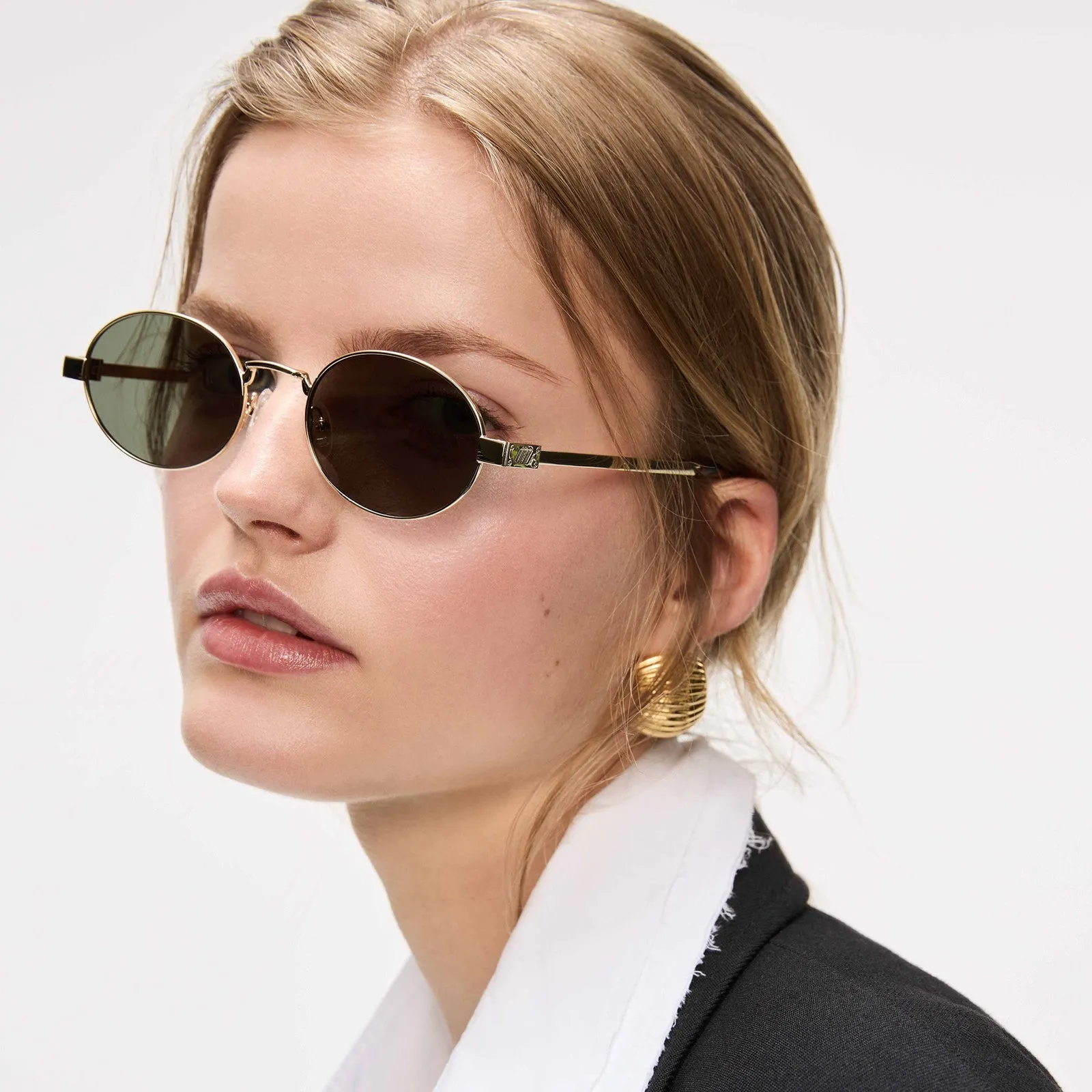 Le Specs Poseidon Deux Sunglasses in Gold and Khaki Mono Lenses