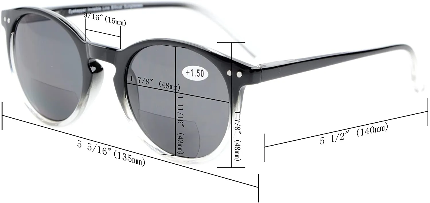 Life Paths Bifocal Black Red Round Reading Spring Hinge Sunglasses