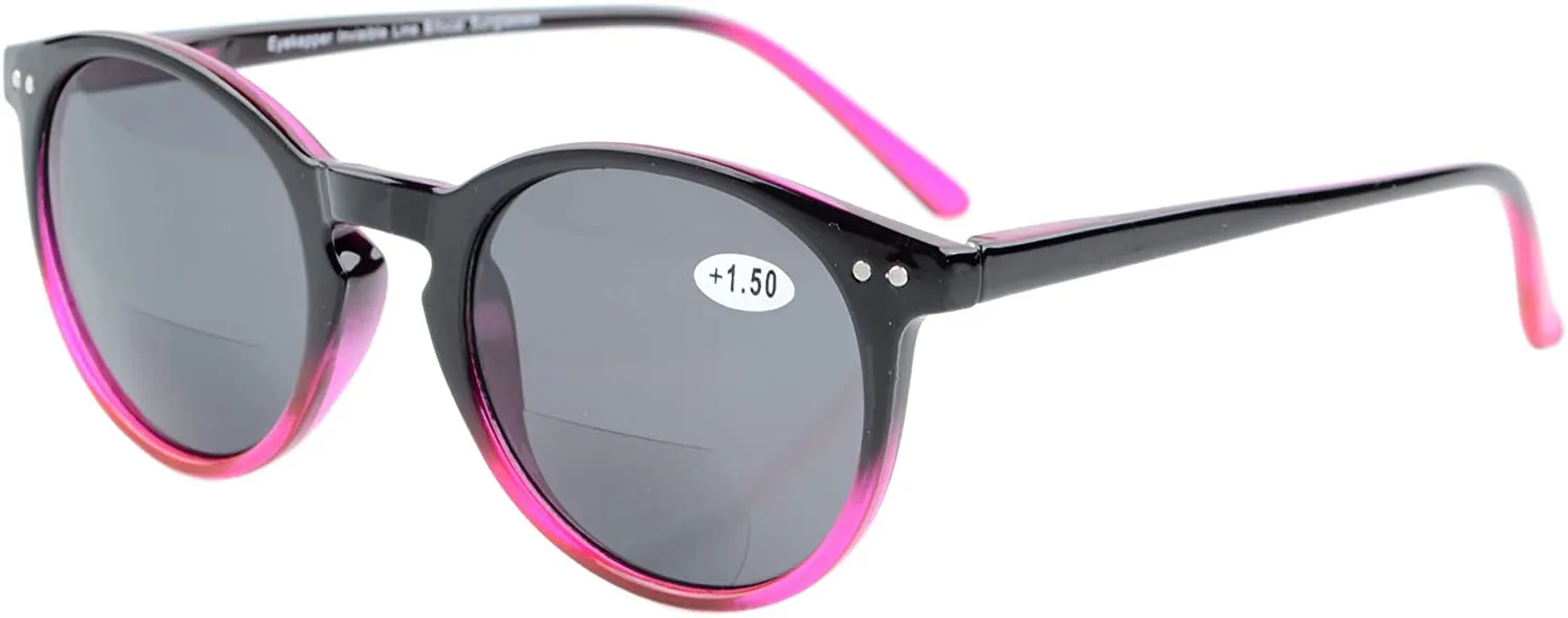 Life Paths Bifocal Black Red Round Reading Spring Hinge Sunglasses