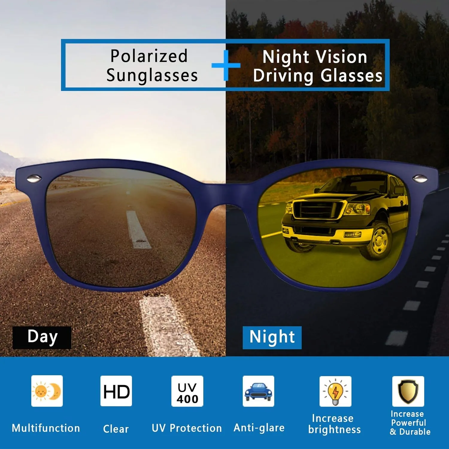 LifeArt Night Vision Driving Glasses,UV400/Anti-glare,Sports Polarized Sunglasses For Men & Women