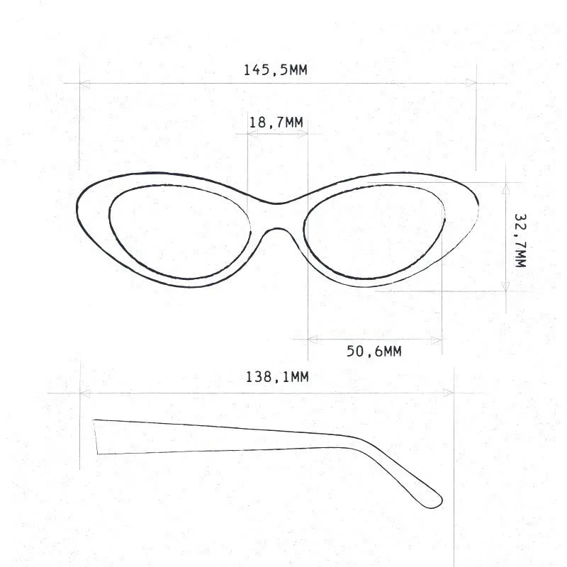 LINA SMALL CAT EYE SUNGLASSES - Black Faded Pink