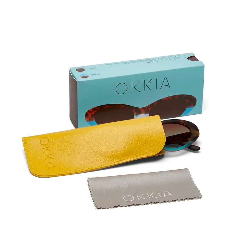 LINA SMALL CAT EYE SUNGLASSES - Havana Blue