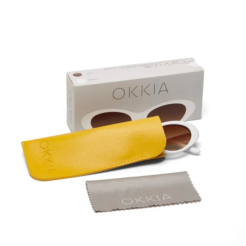 LINA SMALL CAT EYE SUNGLASSES - Optical White