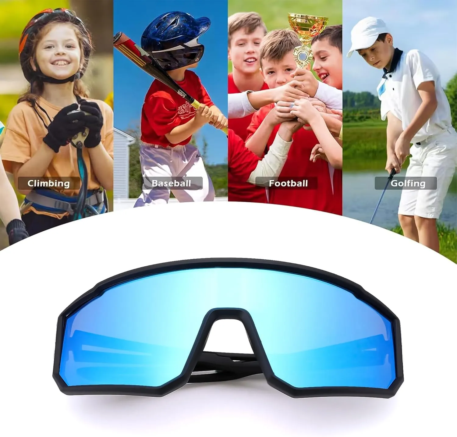 LIU·WEN Kids Sunglasses Polarized Baseball Sunglasses - Flexible Sports Cycling Glasses for Youth Boys Girls Age 6-14