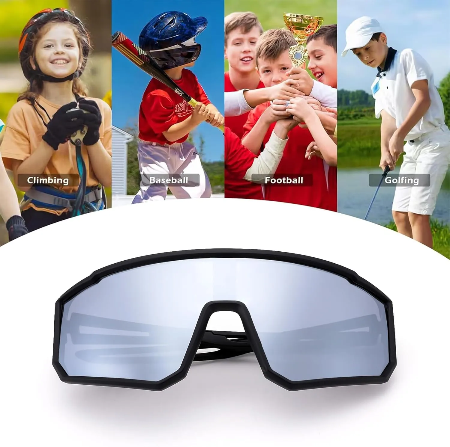 LIU·WEN Kids Sunglasses Polarized Baseball Sunglasses - Flexible Sports Cycling Glasses for Youth Boys Girls Age 6-14