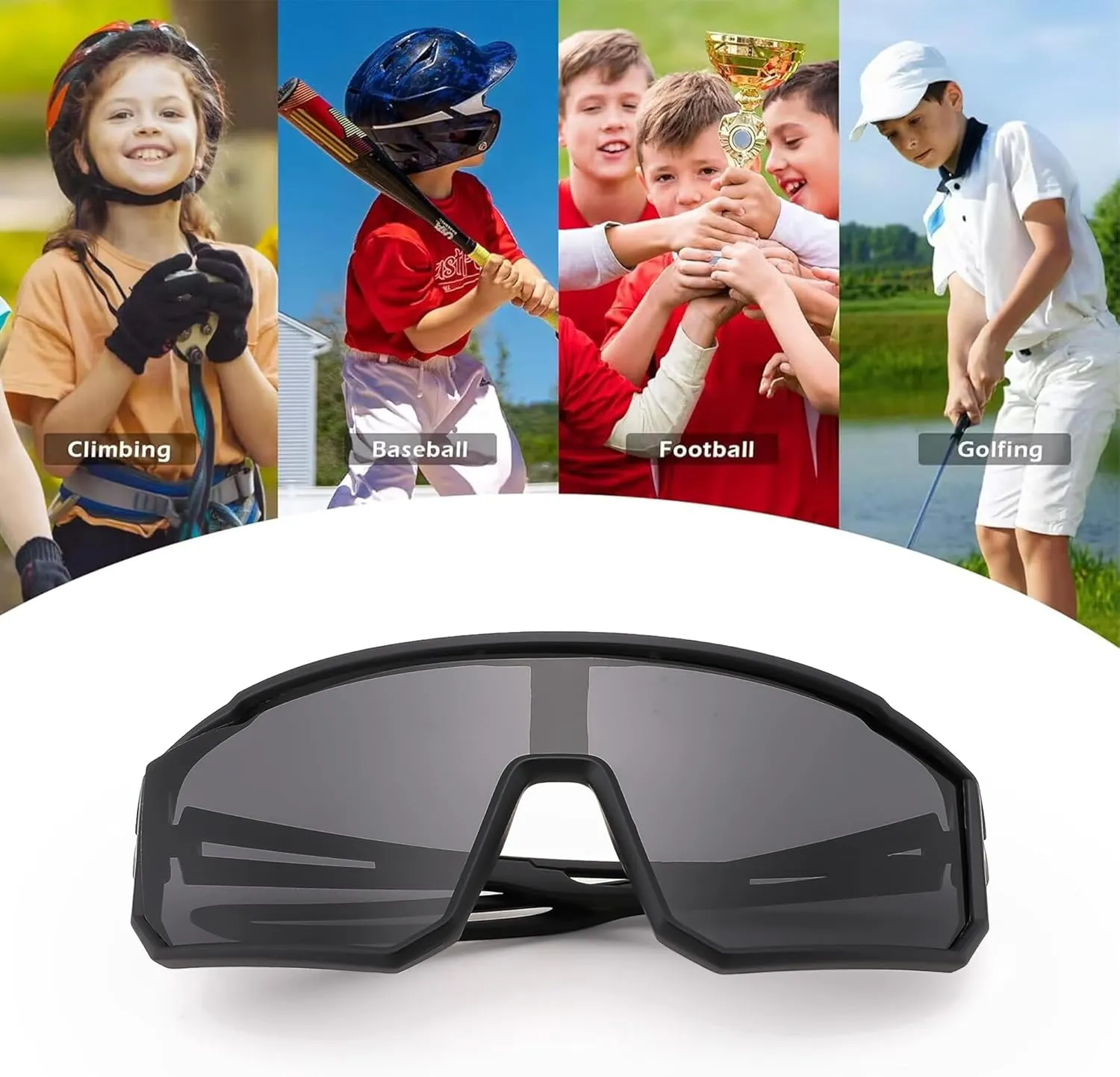 LIU·WEN Kids Sunglasses Polarized Baseball Sunglasses - Flexible Sports Cycling Glasses for Youth Boys Girls Age 6-14