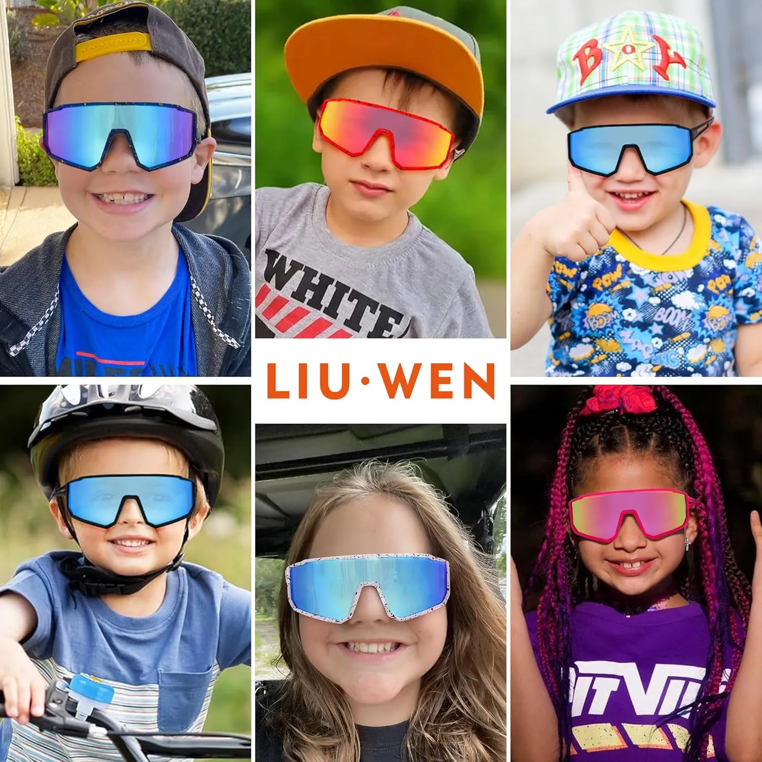 LIU·WEN Kids Sunglasses Polarized Baseball Sunglasses - Flexible Sports Cycling Glasses for Youth Boys Girls Age 6-14