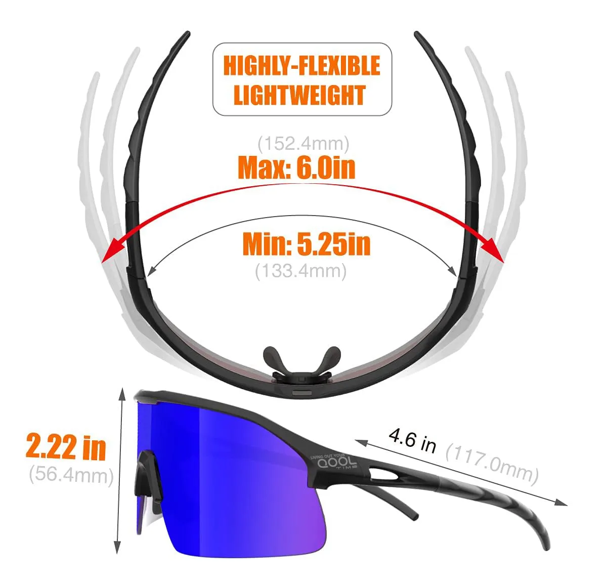 Living out your qool time Polarized Shield Cycling Sunglasses for Men and Women, Volleyball Running Golfing MTB 118