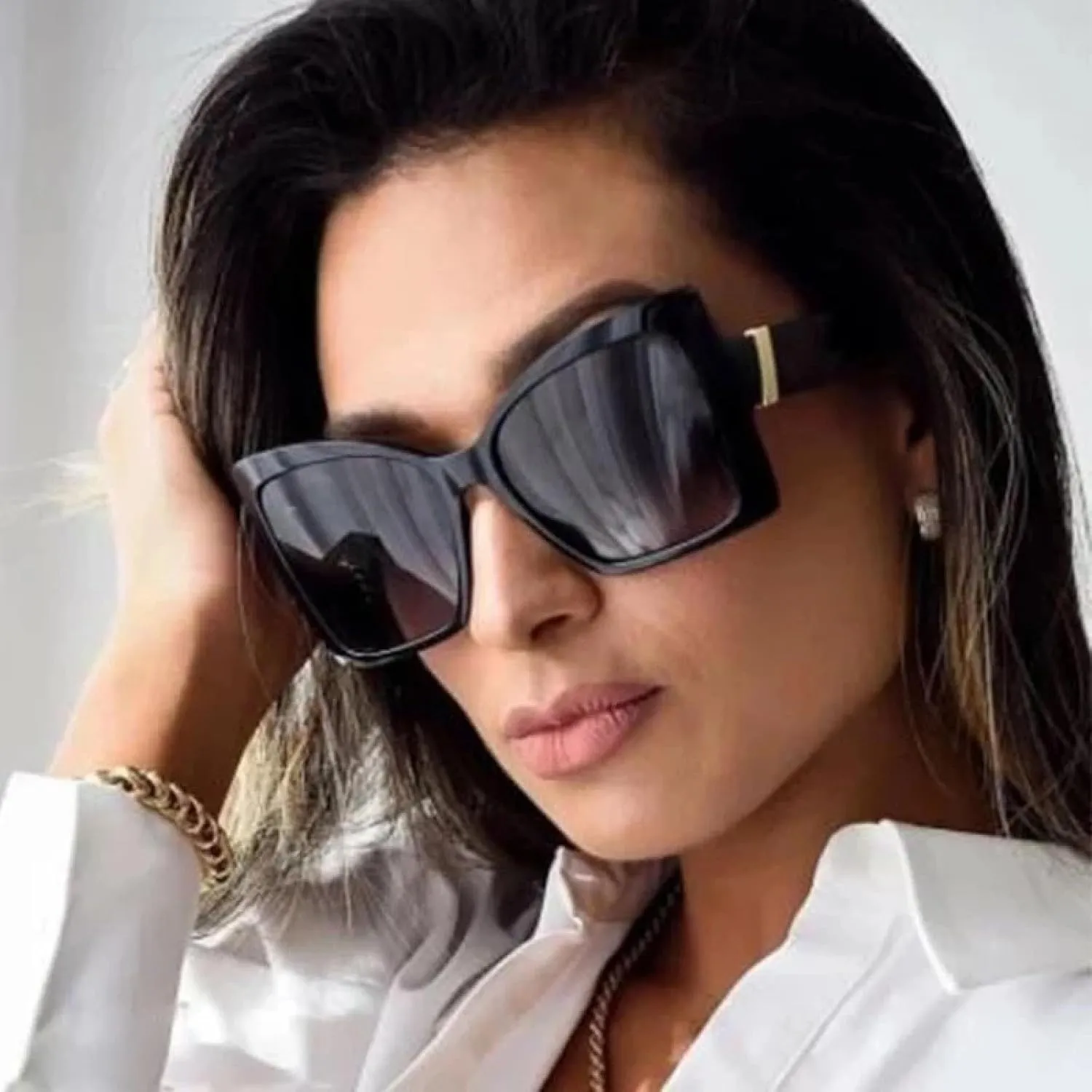 Luxury Big Frame Cat Eye Sunglasses Women Fashion Vintage Popular Travel for Female Uv400