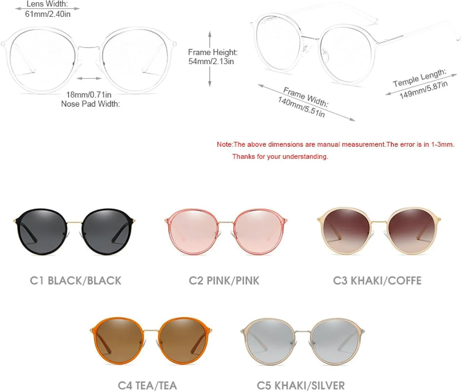 Luxury Round Women Sunglasses Metal Frame Sun Glasses Classic Black Shades Eyewear Uv400
