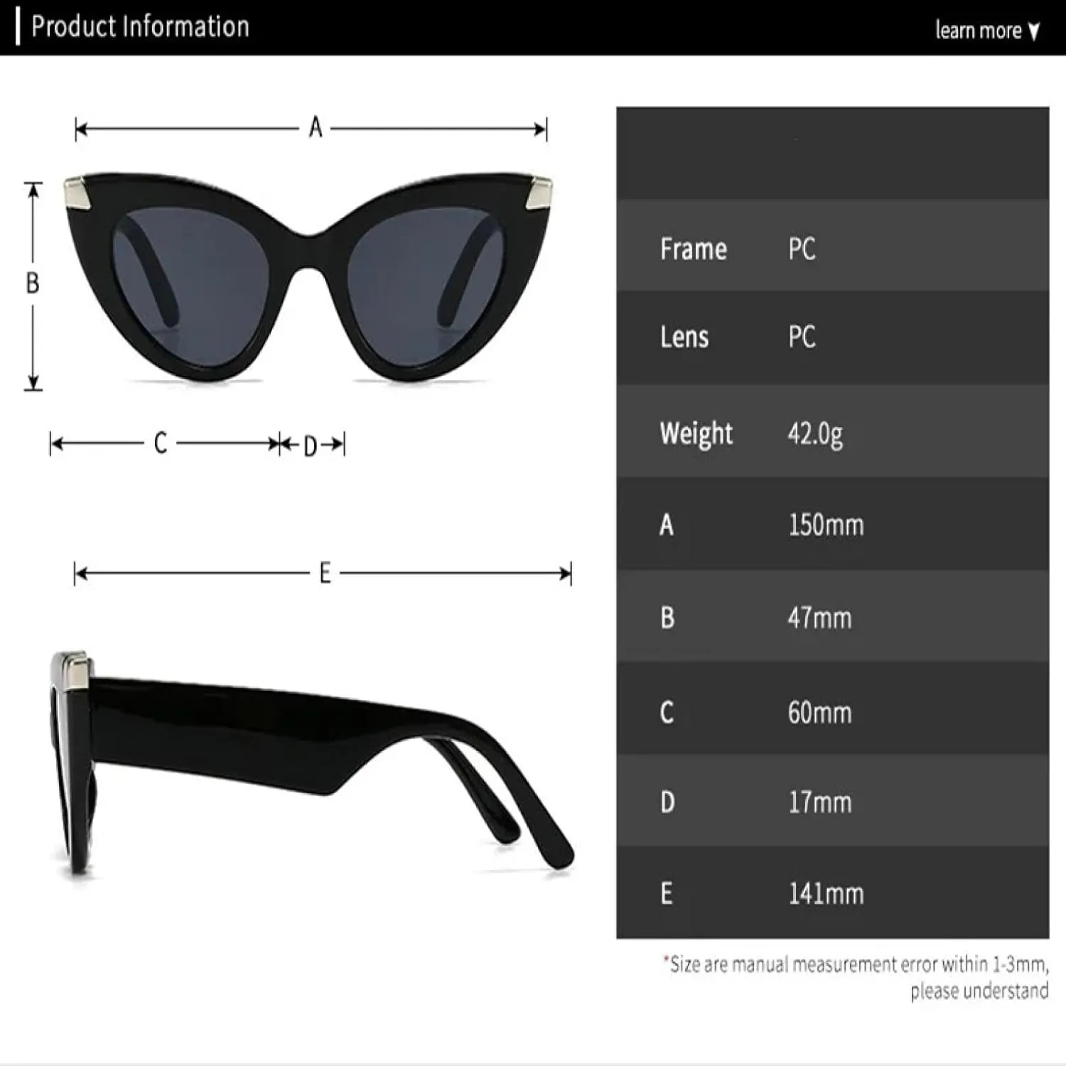Luxury Vintage Cat Eye Big Frame Sunglasses for Women Female Punk Rivet Popular Outdoor Uv400