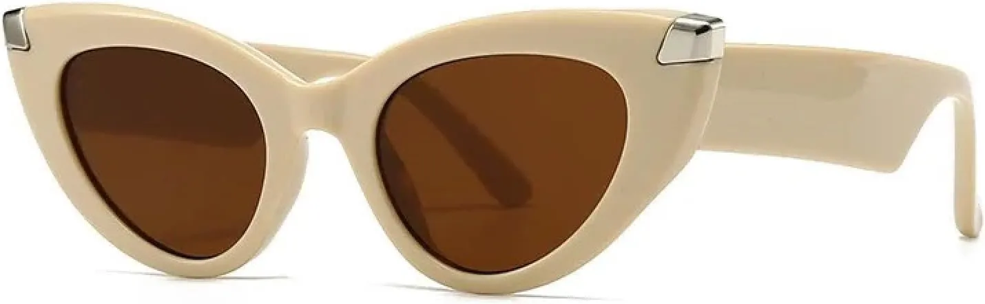 Luxury Vintage Cat Eye Big Frame Sunglasses for Women Female Punk Rivet Popular Outdoor Uv400