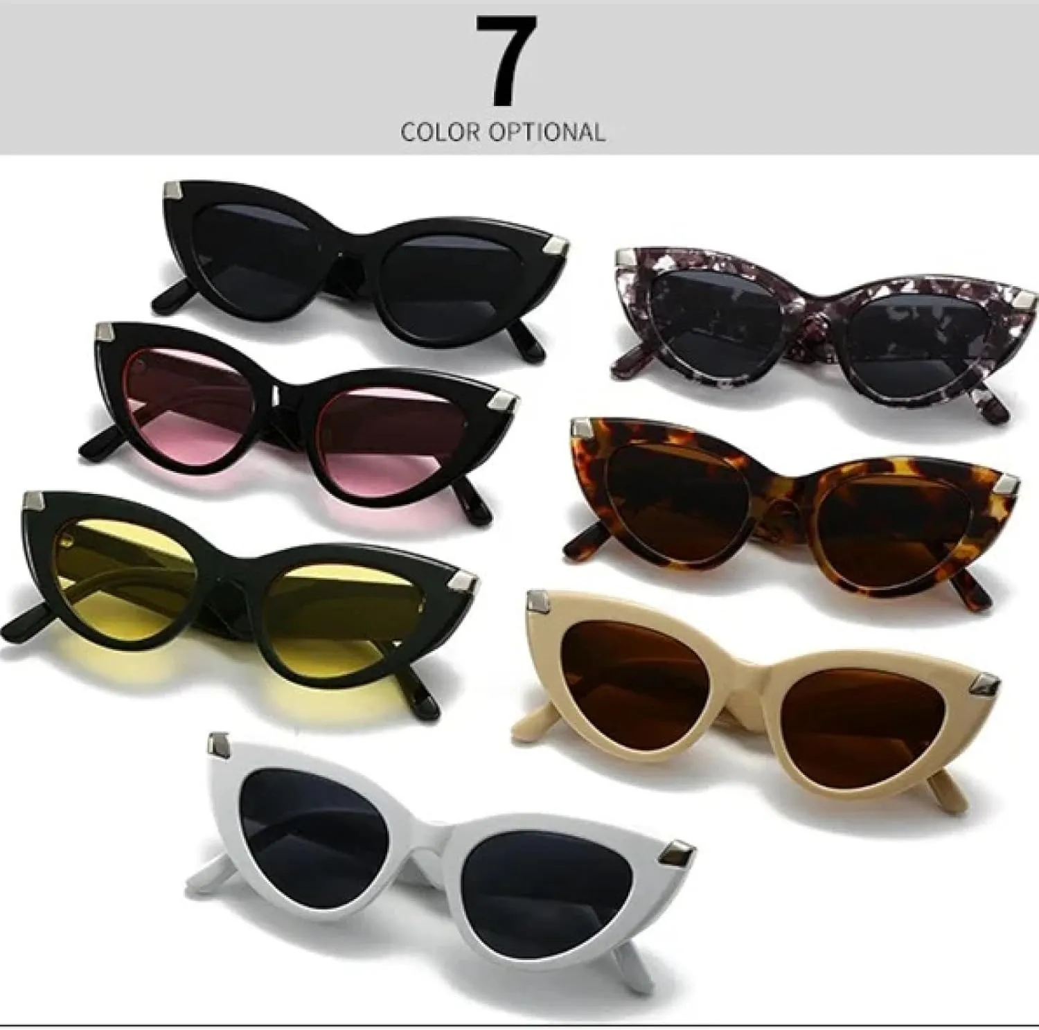 Luxury Vintage Cat Eye Big Frame Sunglasses for Women Female Punk Rivet Popular Outdoor Uv400