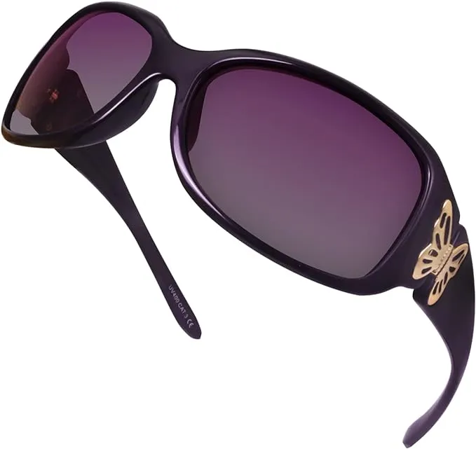 LVIOE Polarised Sunglasses Womens Oversized, Large Frame Butterfly Ladies Sunglasses with UV Protection, Category 3