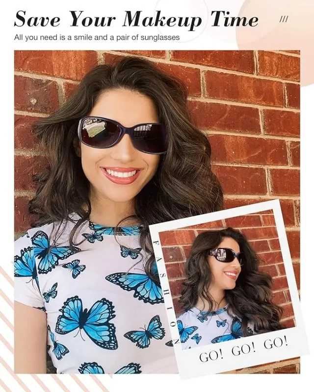 LVIOE Polarised Sunglasses Womens Oversized, Large Frame Butterfly Ladies Sunglasses with UV Protection, Category 3