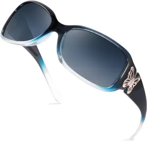 LVIOE Polarised Sunglasses Womens Oversized, Large Frame Butterfly Ladies Sunglasses with UV Protection, Category 3
