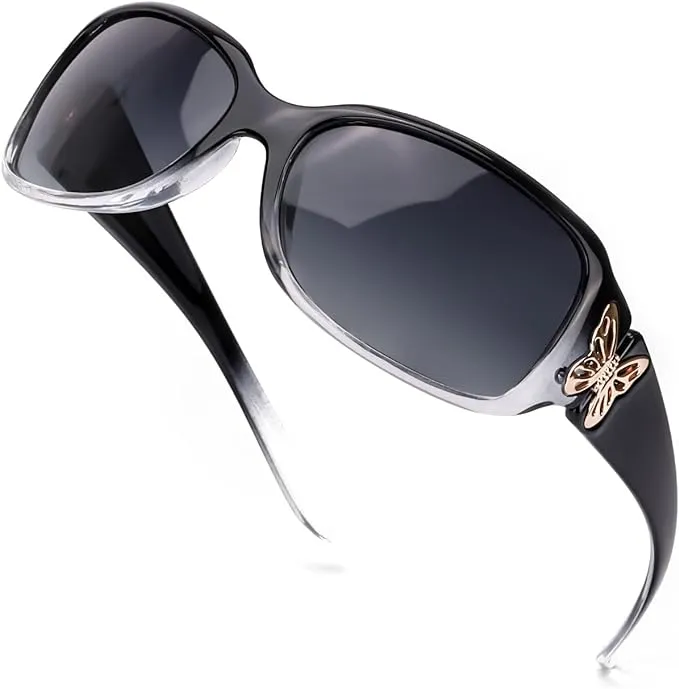 LVIOE Polarised Sunglasses Womens Oversized, Large Frame Butterfly Ladies Sunglasses with UV Protection, Category 3