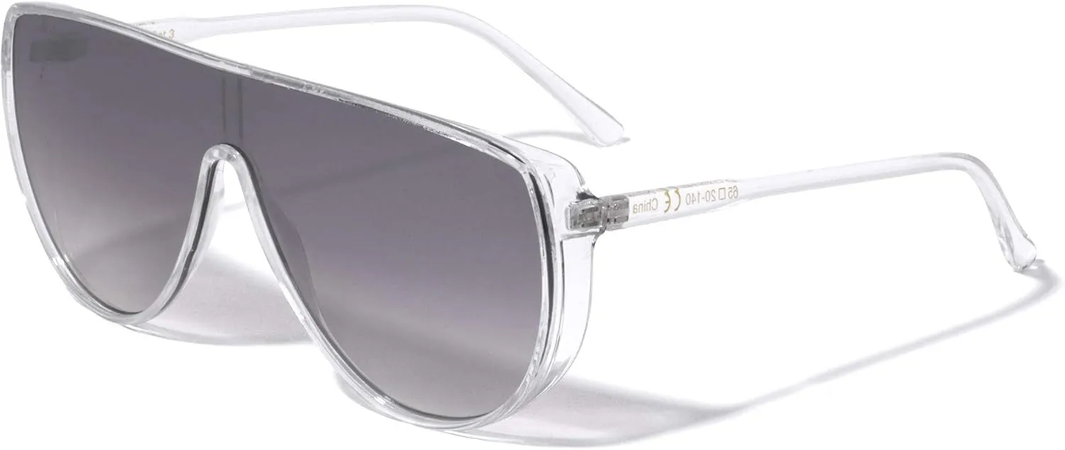 Lyon Flat Top Round Shield Fashion Sunglasses