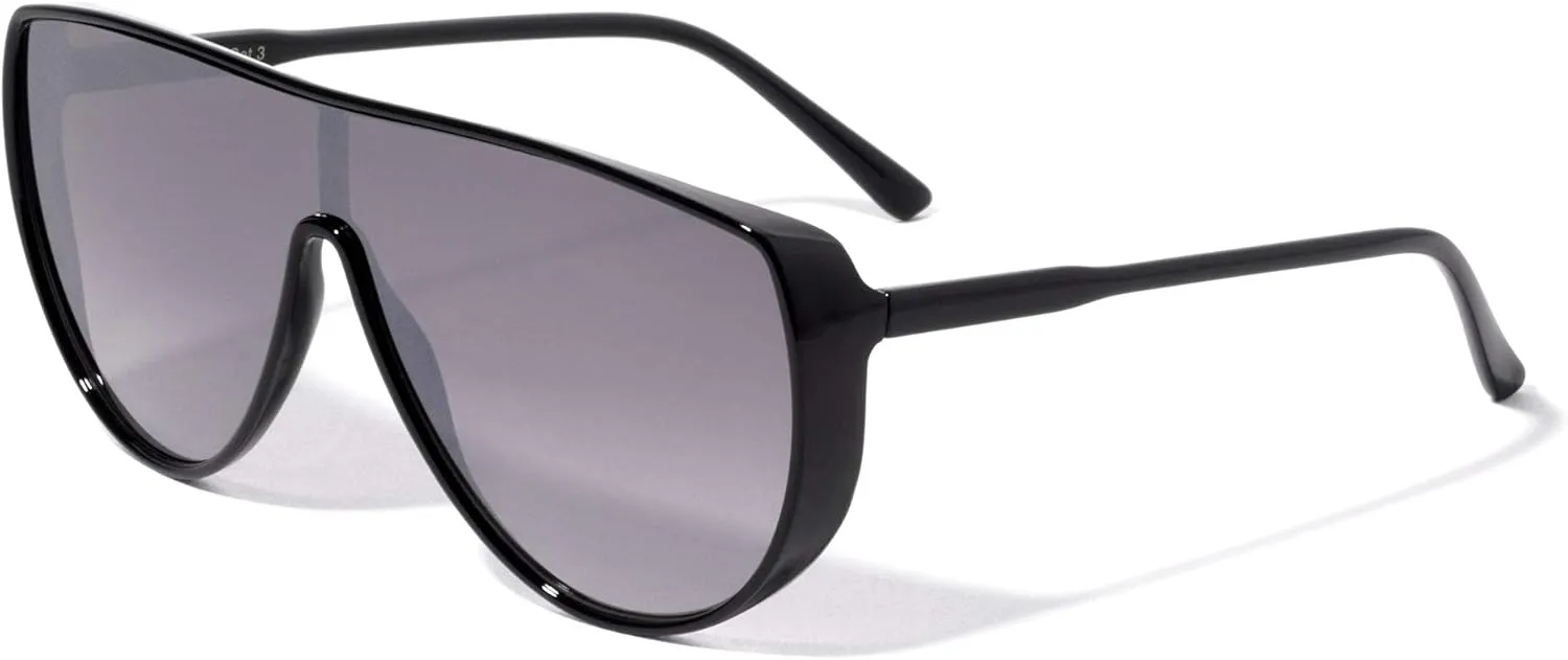 Lyon Flat Top Round Shield Fashion Sunglasses