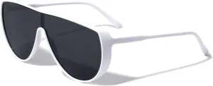 Lyon Flat Top Round Shield Fashion Sunglasses