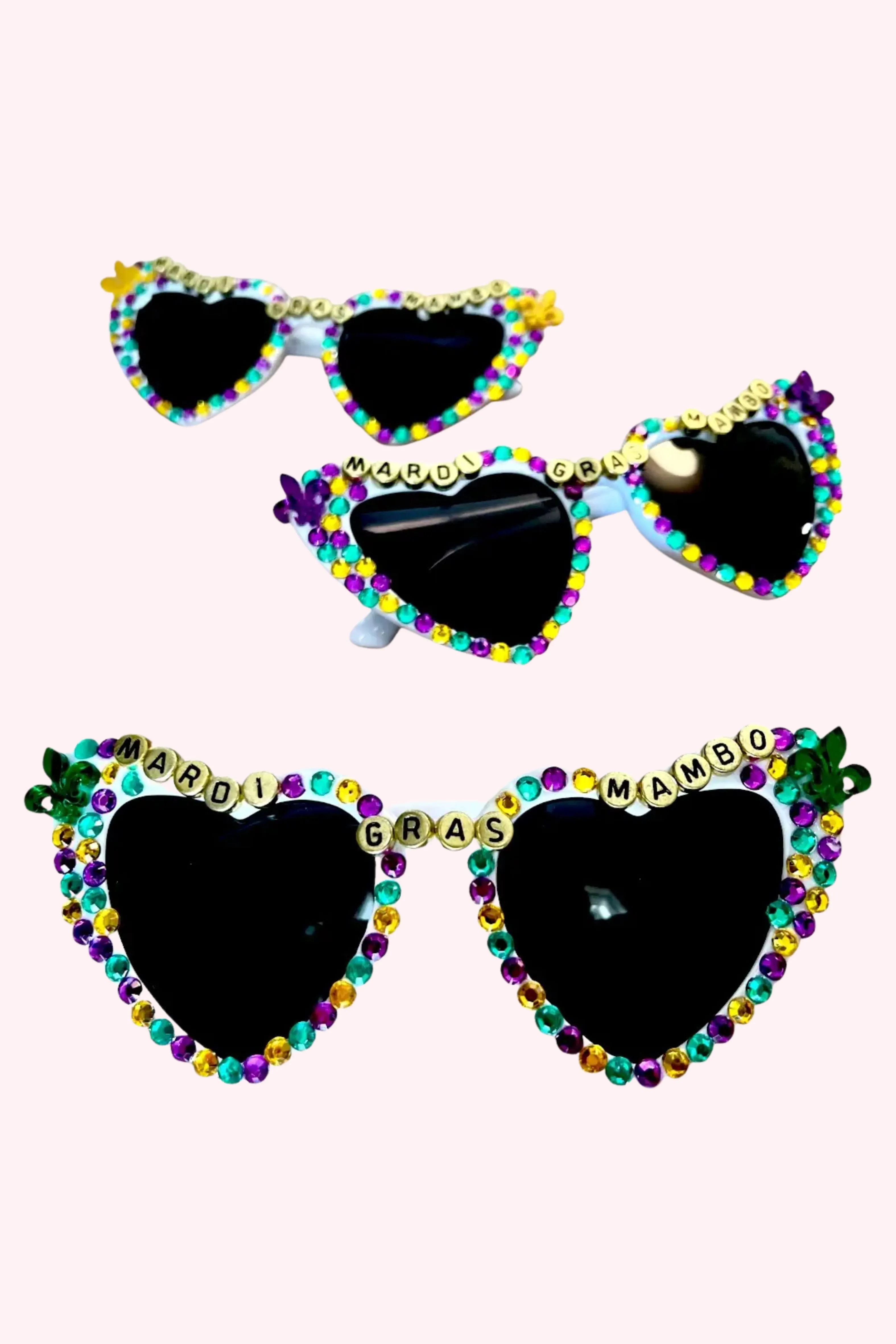 Mardi Gras Mambo Heart Rhinestone Sunglasses