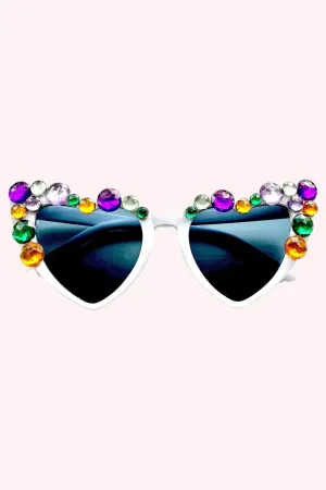 Mardi Gras Royalty Heart Rhinestone Sunglasses