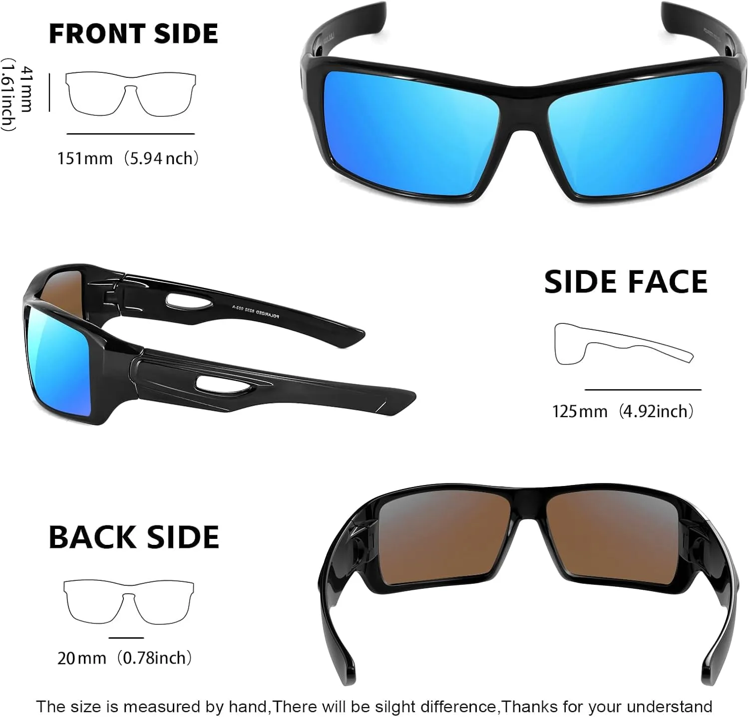 MAXJULI Polarized Wrap Around Sports Sunglasses for Big Heads Men Women UV400 Protection Sun Glasses 8232