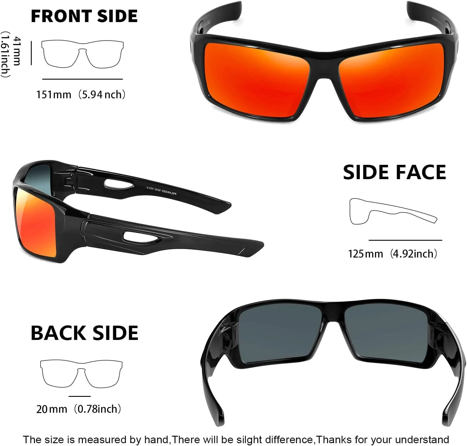MAXJULI Polarized Wrap Around Sports Sunglasses for Big Heads Men Women UV400 Protection Sun Glasses 8232