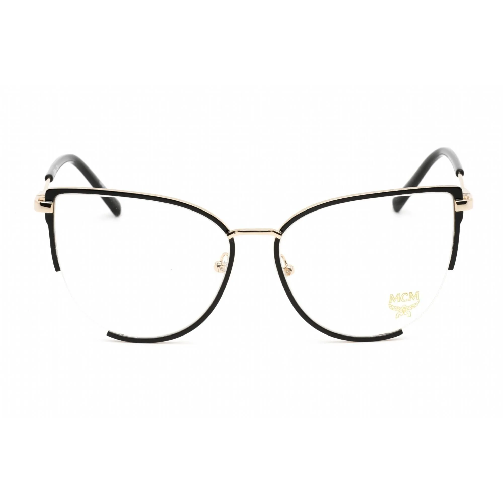 Mcm Unisex Eyeglasses - Clear Demo Lens Black/Gold Metal Cat Eye Frame | MCM2157 015