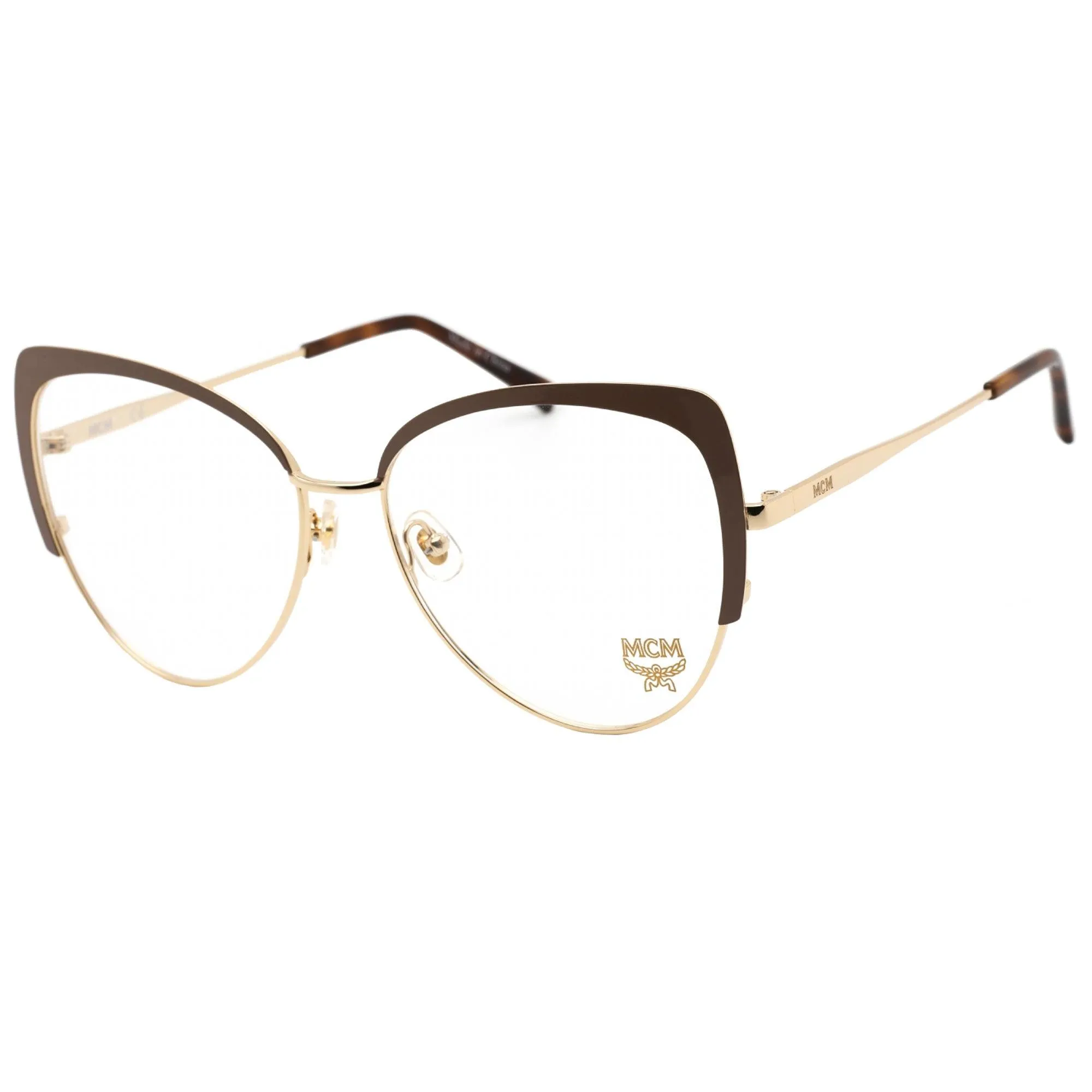 MCM Women's Eyeglasses - Clear Demo Lens Shiny Gold/Nude Cat Eye Frame | MCM2128 737