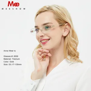 Meeshow Women's Semi Rim Square Titanium Eyeglasses 8509