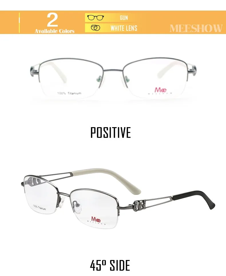 Meeshow Women's Semi Rim Square Titanium Eyeglasses 8509