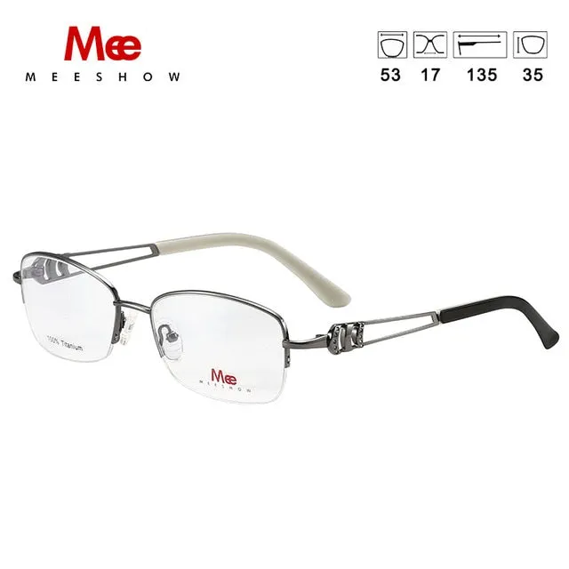 Meeshow Women's Semi Rim Square Titanium Eyeglasses 8509
