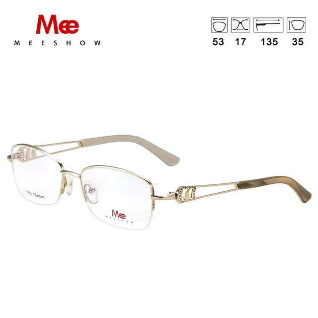 Meeshow Women's Semi Rim Square Titanium Eyeglasses 8509
