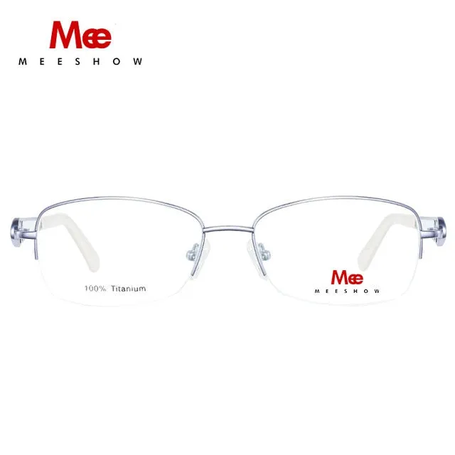Meeshow Women's Semi Rim Square Titanium Eyeglasses 8509