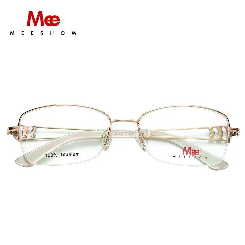 Meeshow Women's Semi Rim Square Titanium Eyeglasses 8509