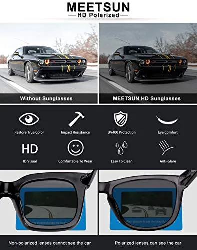 MEETSUN Polarized Sunglasses for Women Men Classic Retro Designer Style (Matte Gray Frame / Blue Mirrored, 54)
